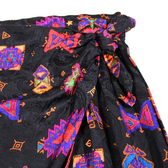 100% SILK early 90s wrap skirt - Picture 5 of 11